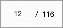 Page Navigation toolbar in Adobe Acrobat Pro, displaying the page number in a text box, which users can change to move to another page. In addition, users can select the arrows to move one page up or down in the document. The toolbar also displays the relative page number location, e.g., page 12 of 116 pages.